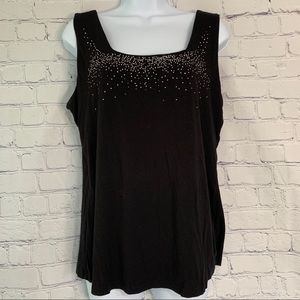 Black Tank Top With Rhinestone Large